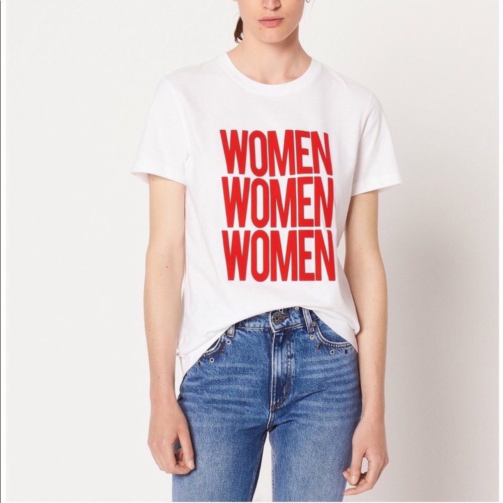 Sandro Paris Ciel Women Graphic T-Shirt Red White